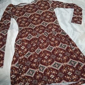 Chic Geometric Long Sleeve Midi Dress